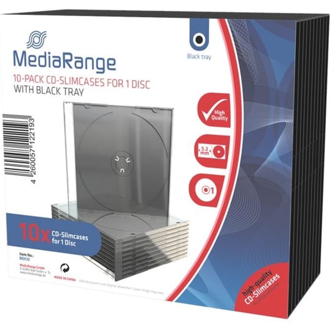 MediaRange Retail-Pack CD-Slimcases single: Winkelverpakking CD-slimcases enkelvoudig