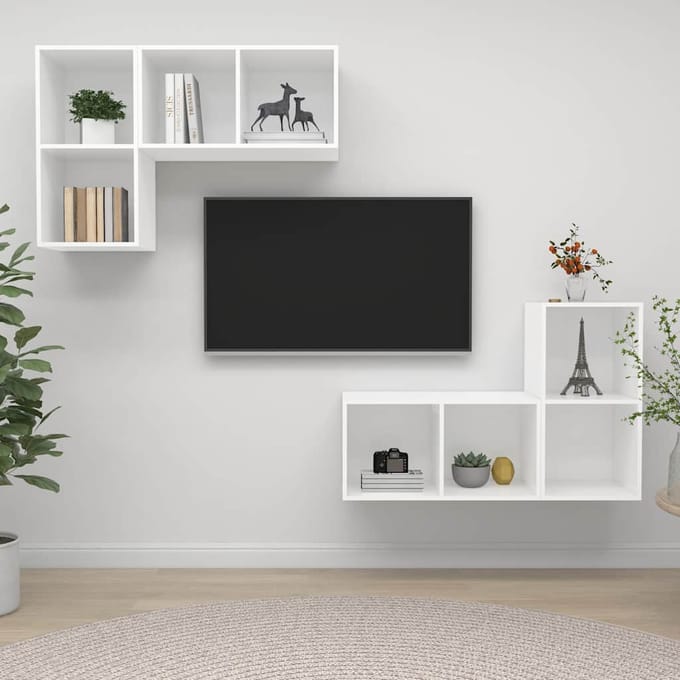 vidaXL - Tv-wandmeubelen - 4 - st - bewerkt - hout - wit