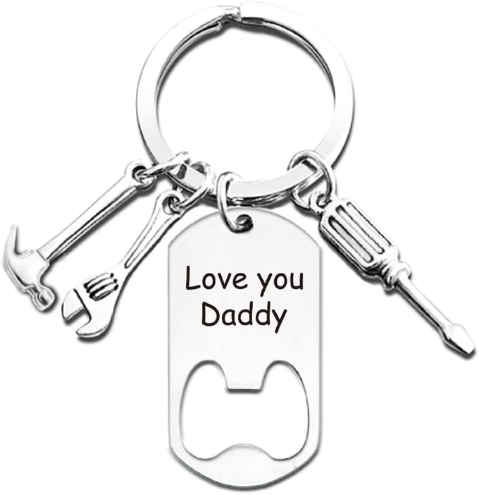 Dailygoods - Sleutelhanger Flessenopener met Gravure voor Vader