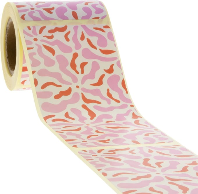 100x sluitsticker Bloemenprint Roze-Rood