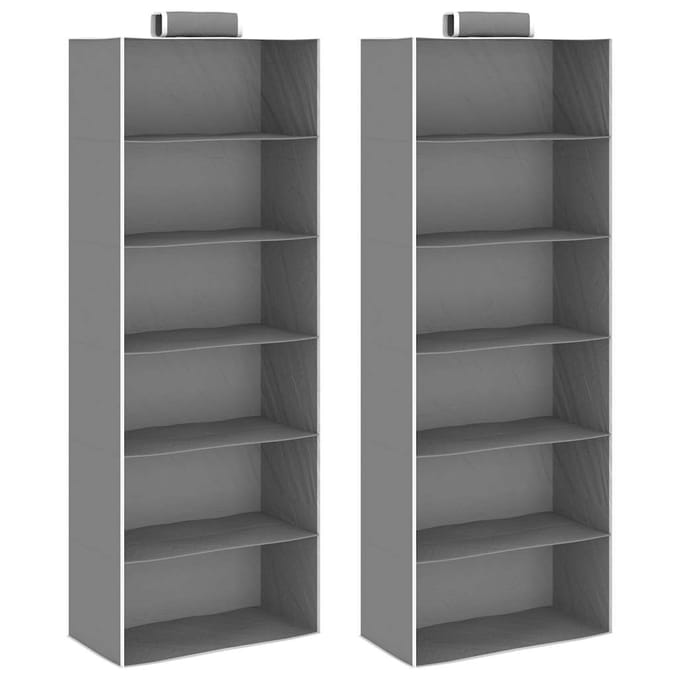 vidaXL - Kledingorganisers - hangend - 2 - st - met - 6 - schappen - stof