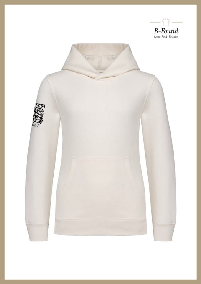 B-Found Hoodie met QR-code (zwart) – Slimme & Comfortabele Kinderkleding