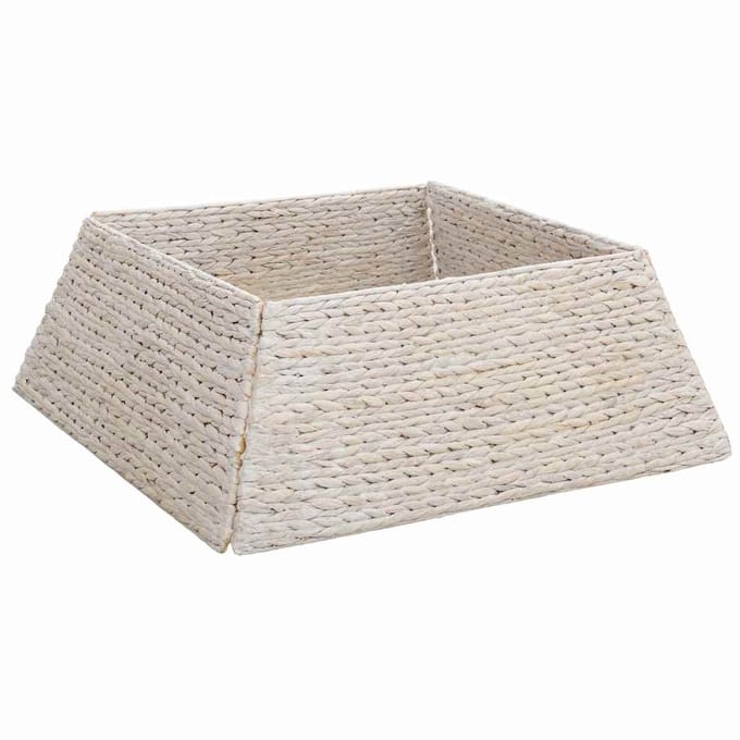 vidaXL - Kerstboomkraag - Vierkant - Wit - 70 - x - 70 - x - 28 - cm - Waterhyacint