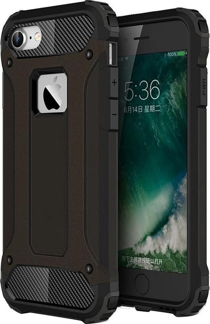Hoesje Shock Proof Hybride Back Cover Zwart Geschikt voor Apple iPhone 7/iPhone 8