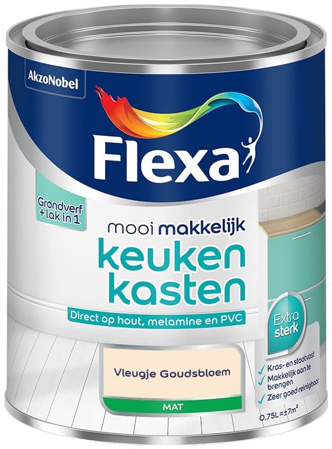 Flexa - Mooi Makkelijk Keukenkasten Mat - Vleugje Goudsbloem - Mengverf - 750 Ml