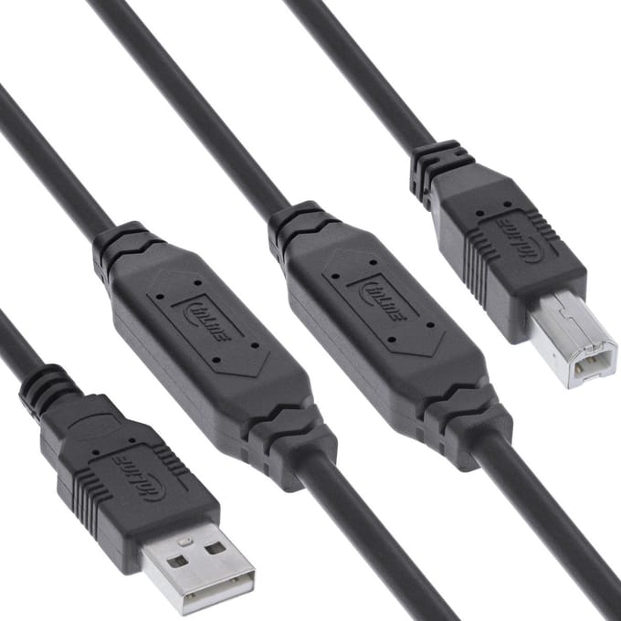 InLine actieve USB-A - USB-B kabel | USB2.0 | 20 meter