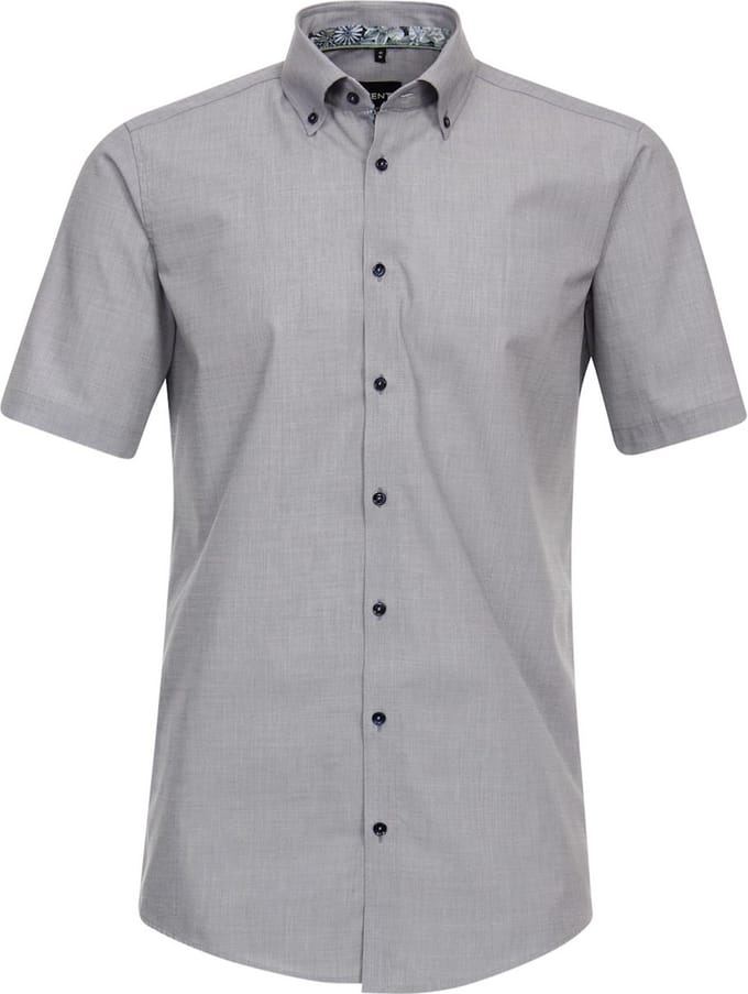 Blauw Venti Overhemd Korte Mouw Button Down Boord Modern Fit - L