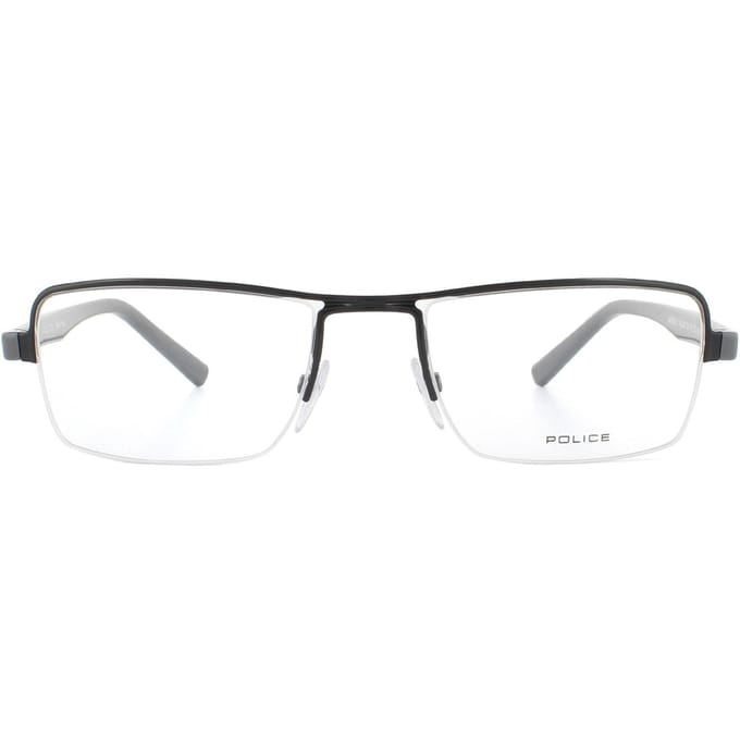 Police Half Rimless Glanzend Zwarte Heren Brilmonturen