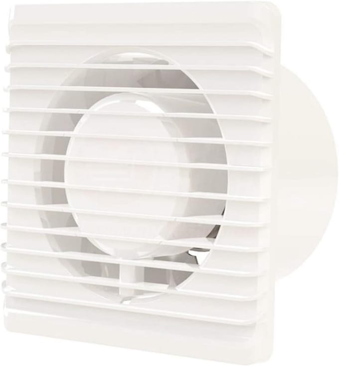 Badkamerventilator - Wandventilator - Lucht afvoeren - Stil en waterbestendig - 125 mm diameter - Wit