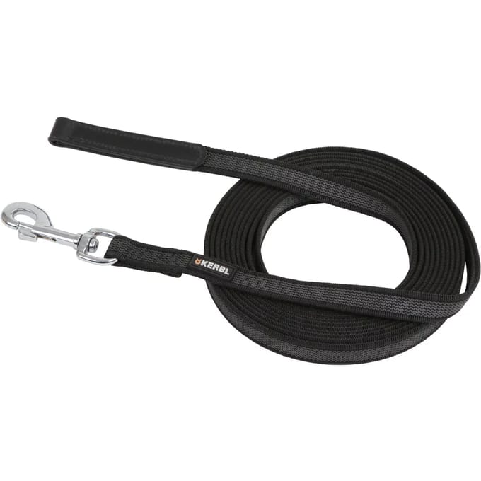 Kerbl - Hondenriem - 10 - m - rubber - zwart - 81045