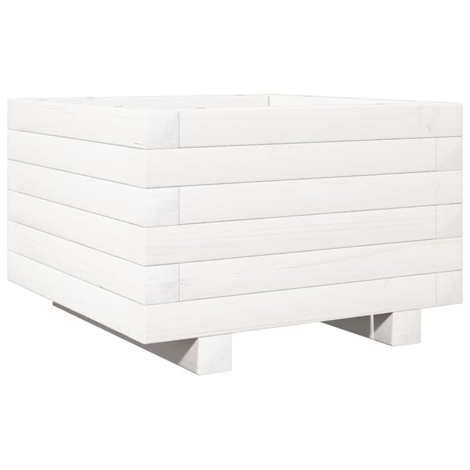 vidaXL - Plantenbak - 40x40x26,5 - cm - massief - grenenhout - wit