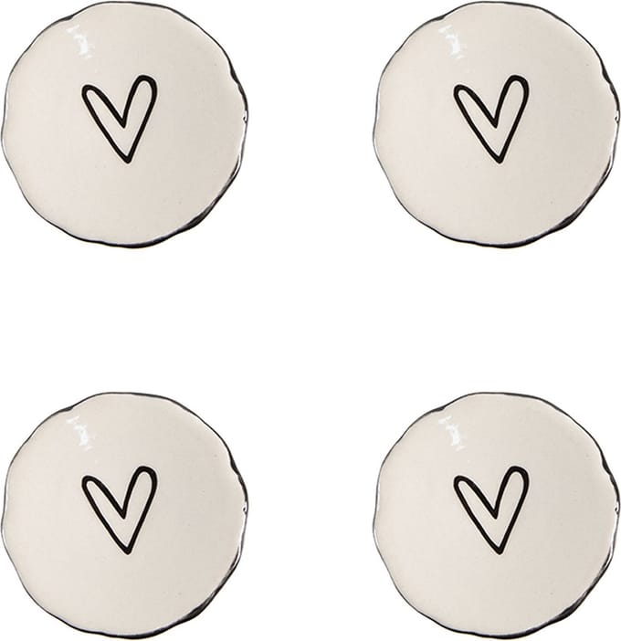 Clayre & Eef Deurknop Set van 4 Ø 4 cm Beige Keramiek Hart