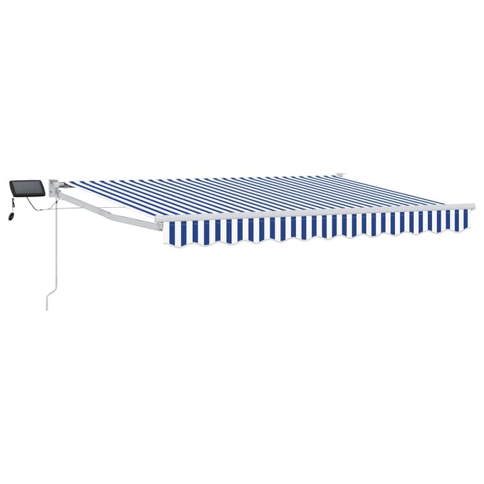 vidaXL - Handbediende - luifel - met - LED's - Blauw - en - Wit - 3,5 - x - 2 - m