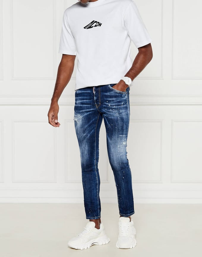 Skater Destroyed Denim Slim Fit Jeans