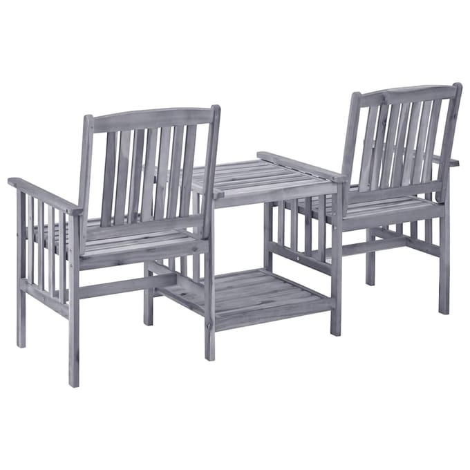 vidaXL - Tuinstoelen - met - tafeltje - en - kussens - massief - acaciahout