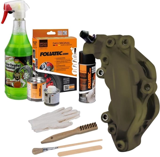 Foliatec Remklauwlakset - Combat Mat-Groen - 3 Componenten - Inclusief velgenreiniger