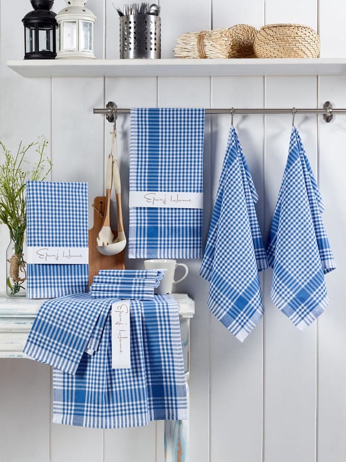 Asir - Washanddoeken - 10 stuks - Blauw en wit - 45 x 65 cm