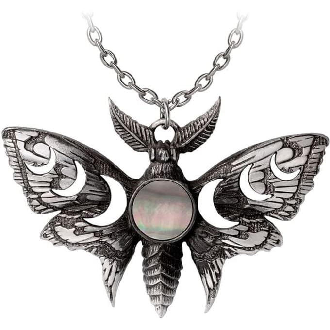 Alchemy Gothic - Gothic Halsketting - Lunar Moth - zwart-zilverkleurig