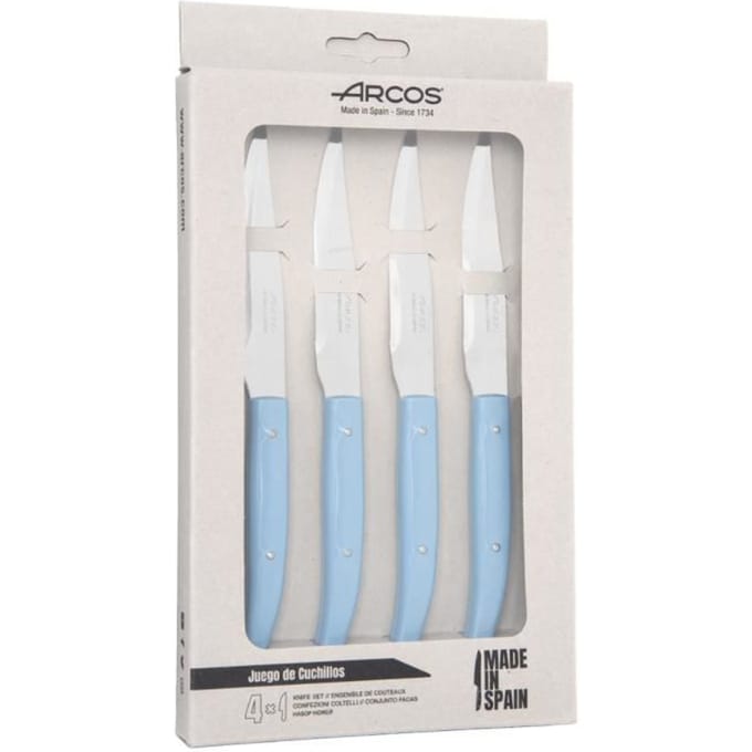 Steakmessen - ARCOS - Set van 4 - Lemmet van NITRUM® roestvrij staal - Ergonomisch handvat - Kleur Blauw