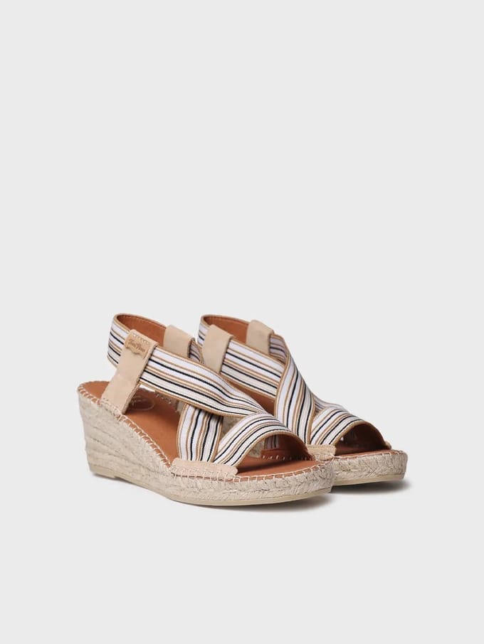 Dames espadrille met sleehak en elastische banden | TINA