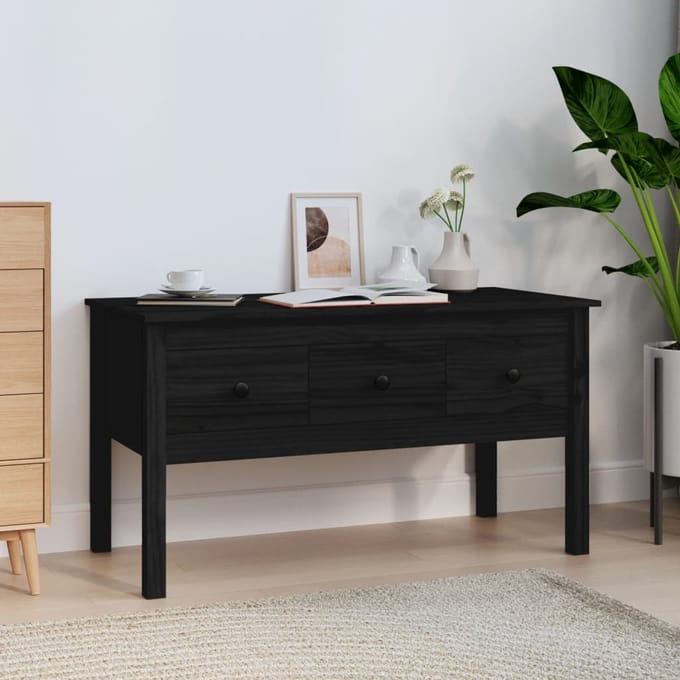 vidaXL - Salontafel - 102x49x55 - cm - massief - grenenhout - zwart