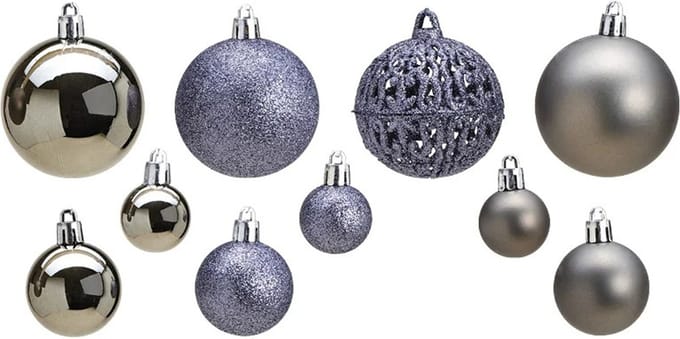 Kerstballen - 100 stuks - grijs - kunststof - 3, 4 en 6 cm