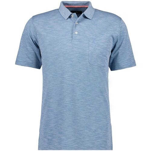 Ragman Polo Soft Knit Fine Stripe Flame Design Licht Blauw / male