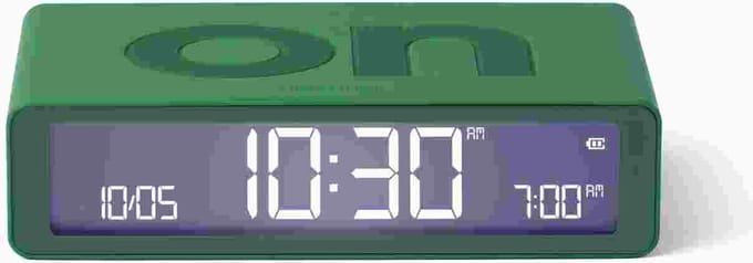 Lexon Flip Classic Wekker - ON OFF Door Middel van Flip - Touchwekker - groen