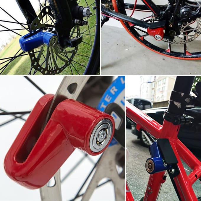 Beveiliging Anti-diefstal Motorfiets MTB Fiets Scooter Wiel Schijfrem Slot rood