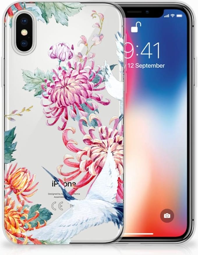 Apple iPhone X | Xs TPU Hoesje Bird Flowers