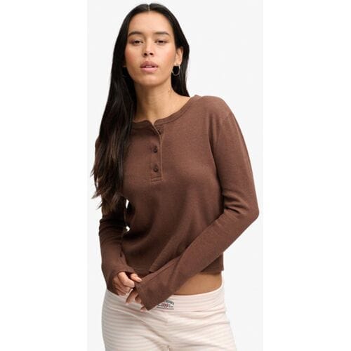 Superdry Athletic Essential Waffle Top Slanke Pasvorm Brown Grootte: 40