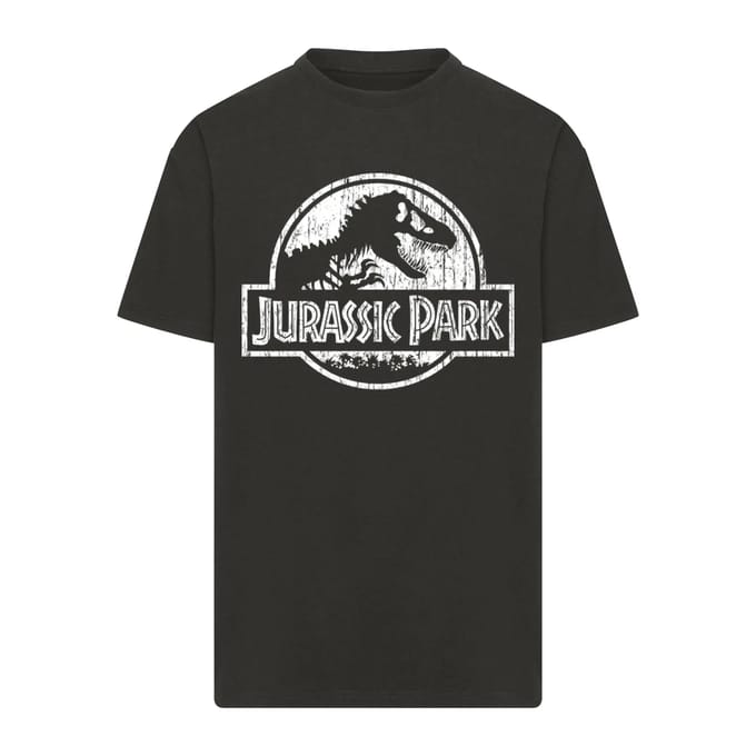 Merchcode Jurassic Park - Distressed Logo Oversize Heren Tshirt - 3XL - Zwart