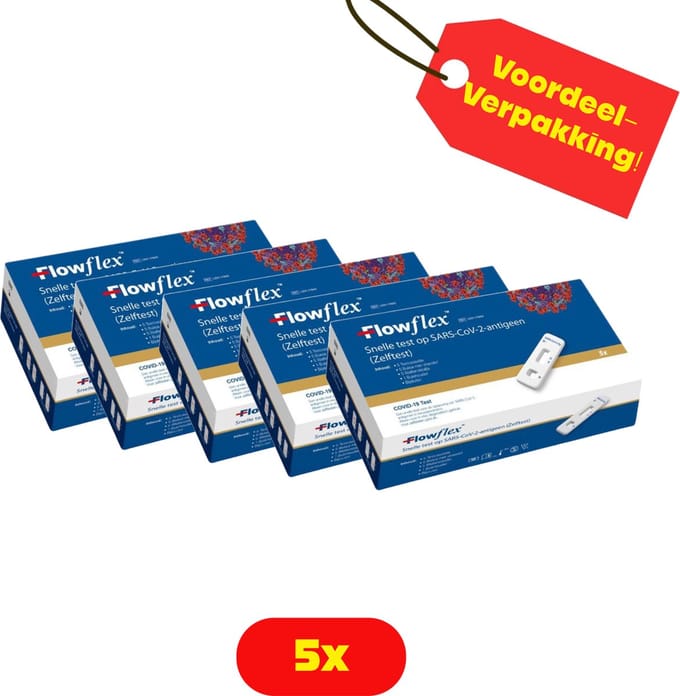 Corona test FlowFlex - Zelftest Goedgekeurd - 5x1 voordeelverpakking