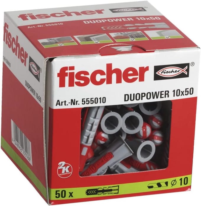 50 Stuks Universele Bevestigingspluggen 10x50 mm voor Diverse Materialen