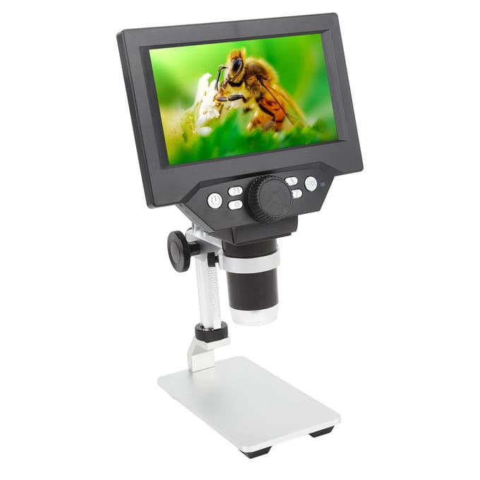 Microscope Numérique 1000x Écran LCD 5,5 pouces Microscope à Pièces avec 8 Lumières LED Réglables Vue PC