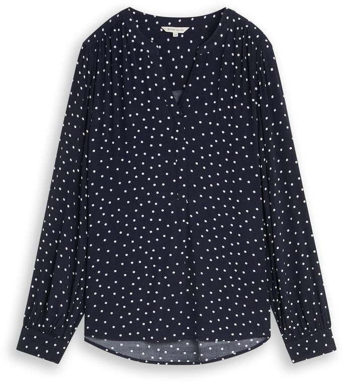 Tom Tailor - Blouse van viscose - Maat 36 - navy white small dot design