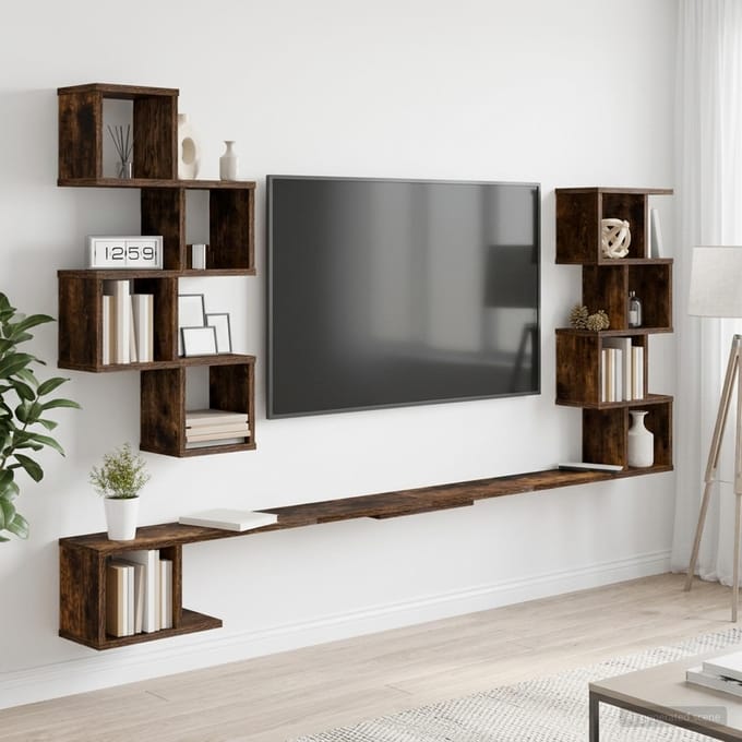vidaXL - Wandgemonteerd - TV - Rek - Gerookt - eiken - 200 - x - 15 - x - 94 - cm