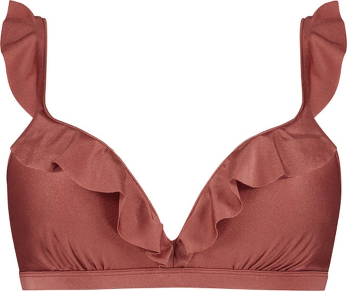 Beachlife Chocolate Shine ruffle bikinitop
