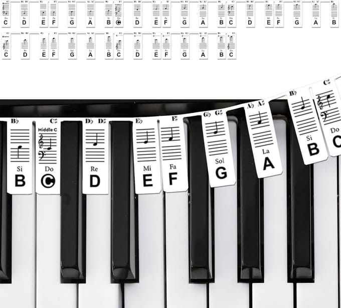 Pianonoten Handleiding - Toetsenbord Stickers - Beginners Leren - Herbruikbaar Siliconen - 61 Toetsen