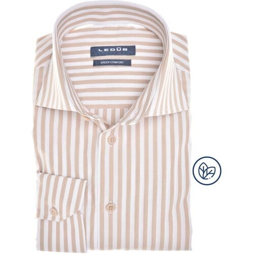 Ledûb Overhemd Nautical Blue Stripes Licht Bruin / male