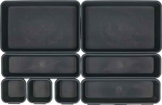 Storage Solutions Lade organizer - 8-delig - donkergrijs - kunststof - modulair - ladeverdeler