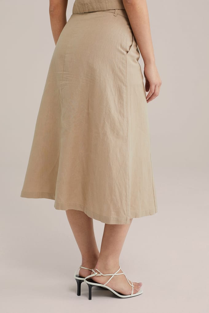 We Fashion Skirt Medium Length Beige Maat: S | Midi Rokken Outlet | Dames | Beige