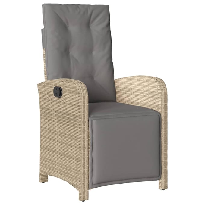 vidaXL - 3-delige - Bistroset - met - kussens - poly - rattan - beige