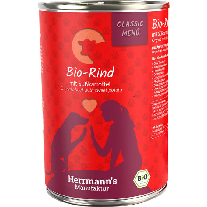 Herrmann's Menu Classic 6 x 400 g - Bio-Rund met Bio-Zoete Aardapelen