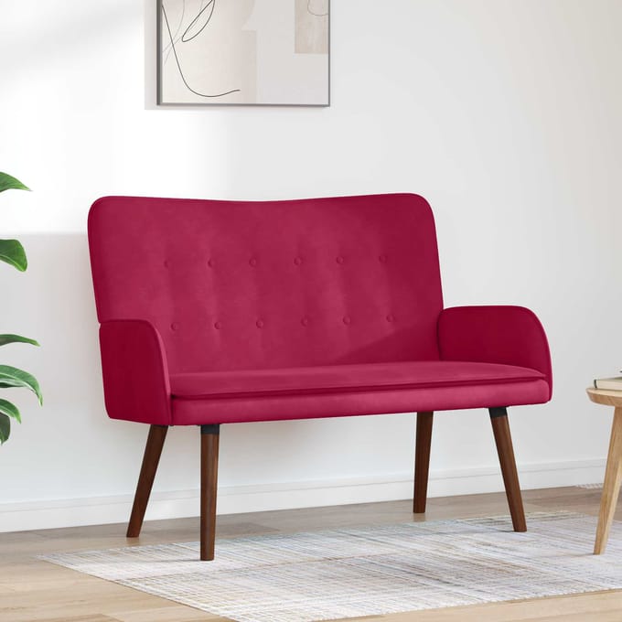 vidaXL - 2-Zits - Sofa - Wijnrood - 115 - x - 61 - x - 87 - cm - fluweel
