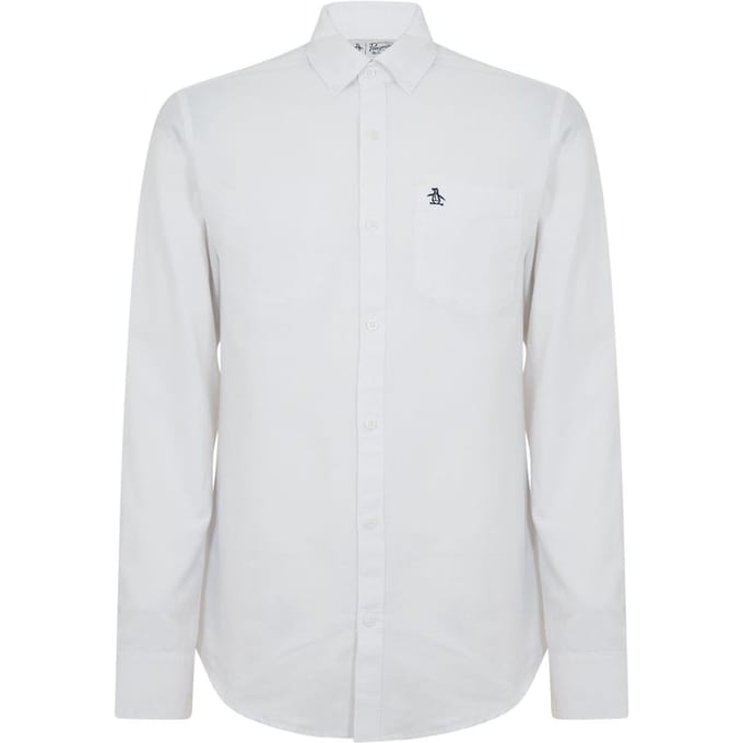 Original Penguin Heren Oxford Katoenen Button-Down Overhemd (Briljant wit)