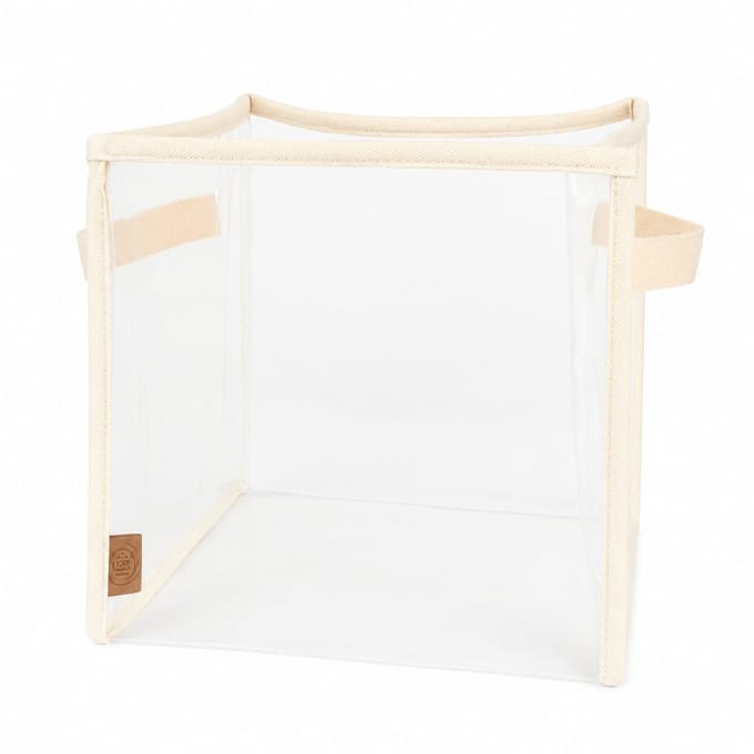 BRD® | Japandi Opbergmand Medium | Transparant beige PVC bak organizer