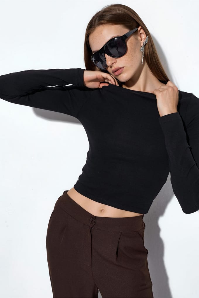 Lange Mouwen Crew Neck Blouse