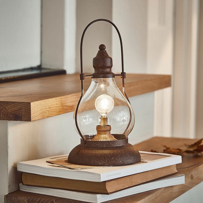 LOBERON Oplaadbare LED-lantaarn Cortney antiekbruin