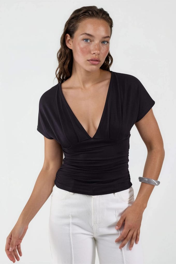 V-hals Blouse met Strikdetails
